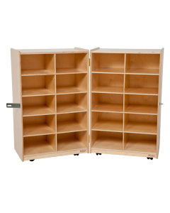 Wood Designs Childrens Classroom 20-Space Mobile Storage Unit, Folding, 38" H x 48" W (24" W folded)