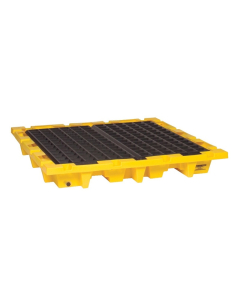Eagle 1646 4-Drum Nestable 58.5" W x 58.5" L Spill Containment Pallet with Drain, 66 Gallons, Yellow
