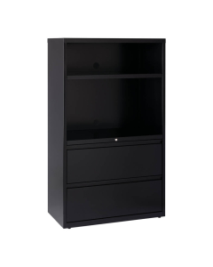 Hirsh HL8000 Series 2-Drawer 36" Wide Combo Storage Lateral File Cabinet, Black 