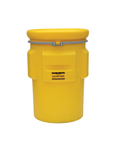 Eagle 1695 Salvage Metal Band Poly Drum with Bolt, 95 Gallons, Yellow