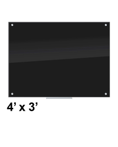 U Brands 4' x 3' Black Glass Whiteboard