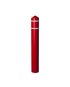 Eagle 4" Round HDPE Bollard Cover Post Protector Sleeve, Red with 3/4" Reflective White Stripes 1735RWS