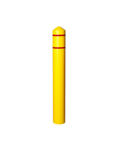 Eagle 8" Round HDPE Bollard Cover Post Protector Sleeve, Yellow with 3/4" Reflective Red Stripes 1737YRS