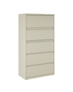 Hirsh HL8000 Series 5-Drawer 36" Wide Full-Width Pull Lateral File Cabinet, Putty