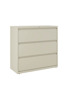 Hirsh HL8000 Series 3-Drawer 42" Wide Full-Width Pull Lateral File Cabinet, Putty