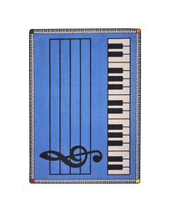 Joy Carpets Play Along Classroom Rug, Blue with Keys