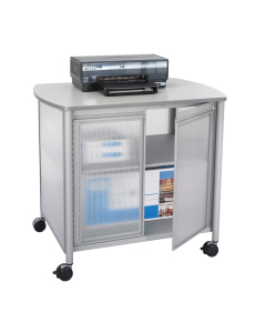 Safco Impromptu 1-Shelf Deskside Machine Cart, Translucent Door (Shown in Grey)