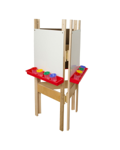 Wood Designs 3-Sided Markerboard Easel, Red Trays