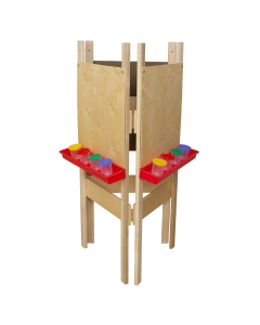 Wood Designs 3-Sided Plywood Easel, Red Trays