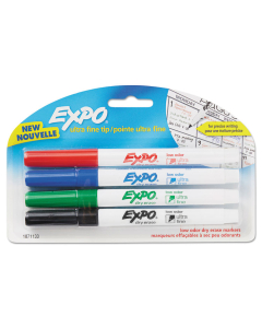 Expo Low-Odor Dry Erase Marker, Ultra Fine Point, Assorted, 4-Pack