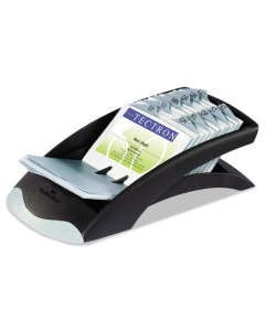 Durable Visifix Desk Business Card File Holds 200 4 1/8" x 2 7/8" Cards, Graphite/Black
