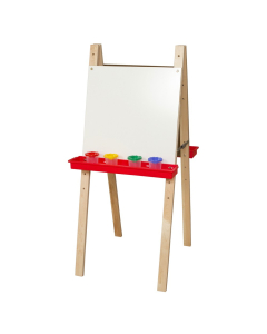 Wood Designs Double Sided Markerboard Easel, Red Trays