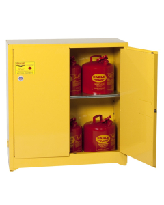 Eagle 1932SC6 Manual Two Door Safety Cabinet with 6 U1-50-FS Safety Cans, 30 Gallons, Yellow