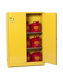 Eagle 1947SC9 Manual Two Door Safety Cabinet with 9 U1-50-FS Safety Cans, 45 Gallons, Yellow