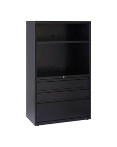 Hirsh HL8000 Series 36" Wide Box/Box/File Combo Storage Lateral File Cabinet, Black