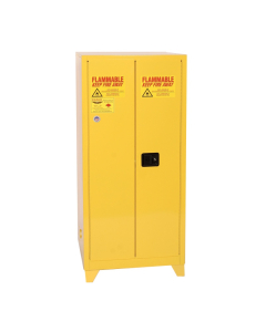 Eagle 6010LEGS Self Close Two Door Flammable Tower Safety Cabinet with Legs, 60 Gallons, Yellow