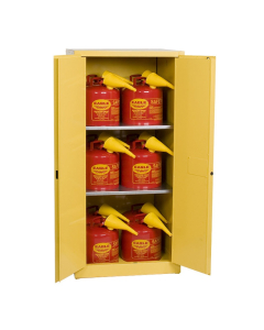 Eagle 1962SC12 Manual Two Door Safety Cabinet with 12 U1-50-FS Safety Cans, 60 Gallons, Yellow