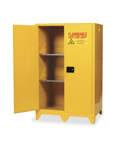 Eagle 9010LEGS Self Close Two Door Flammable Tower Safety Cabinet with Legs, 90 Gallons, Yellow