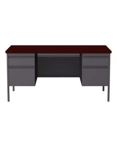 Hirsh 60" W x 30" D Double Pedestal Desk (Shown in Charcoal/Mahogany)