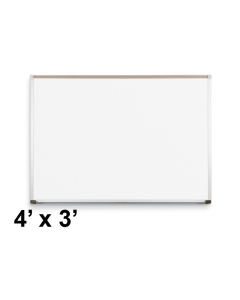 Best-Rite Aluminum Trim 4 x 3 Porcelain Magnetic Whiteboard with Map Rail