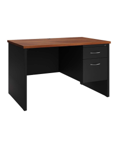 Hirsh Modular 48" W x 30" D, Right Hand Single Pedestal Desk, (Shown in Black/Walnut)