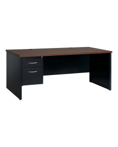 Hirsh Modular 72" W x 36" D Left Hand Single Pedestal Desk (Shown in Black/Walnut)