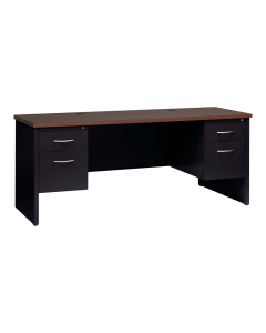 Hirsh Modular 72" W x 24" D Double Pedestal Credenza Desk, (Shown in Black/Walnut)
