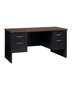 Hirsh Modular 60" W x 24" D Double Pedestal Credenza Desk (Shown in Black/Walnut)