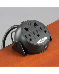 Safco 3-Power Outlet and 2-Ethernet Port Tabletop Clamp-On Power Module