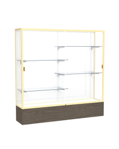 Waddell Reliant 2076 Series Floor Display Case 72"W x 72"H x 16"D (Shown in Walnut/White Laminate/Champagne Gold)