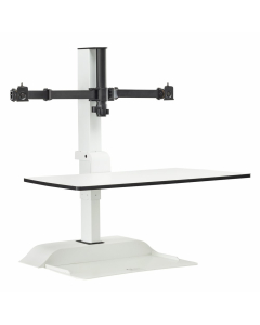 Safco Rise Dual Monitor Electric Sit-Stand Converter Desk Mount, White