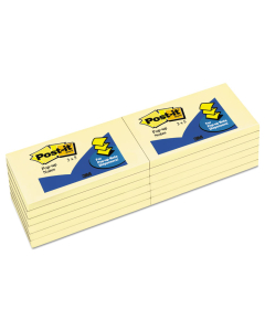 Post-It 3" X 5", 100-Sheets, Canary Yellow Pop-Up Notes, 12-Pack