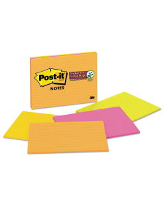 Post-It 8" X 6", 4 45-Sheet Pads, Lined Rio de Janeiro Color Super Sticky Meeting Notes