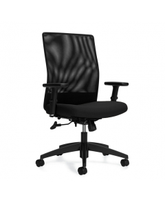 Global Weev 2221-4 Tilter Mesh-Back Fabric Mid-Back Task Chair (Shown in Black)