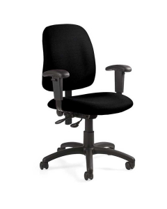 Global Goal 2237-5 Fabric Operator Low-Back Office Chair, Adjustable Arms (Shown in Black)