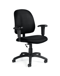 Global Goal 2237-6 Fabric Low-Back Office Task Chair, Adjustable Arms (Shown in Black)