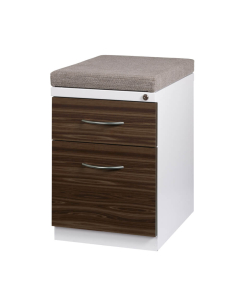 Hirsh 2-Drawer Box/File Wood Front Pedestal With Seat Cushion, White/Brown