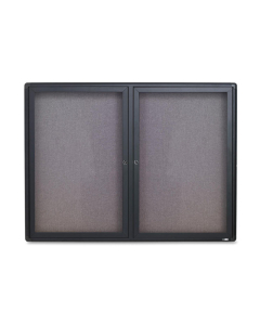 Quartet Indoor 4' x 3' Graphite Frame Enclosed Fabric Bulletin Board Cabinet