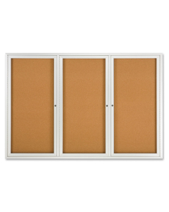 Quartet 2367 Indoor 3 Door 6 ft. x 4 ft. Aluminum Frame Enclosed Cork Bulletin Board
