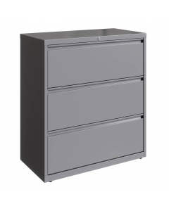 Hirsh HL10000 Series 3-Drawer 36" Wide Full-Width Pull Lateral File Cabinet, Arctic Silver