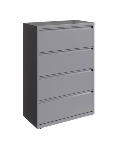 Hirsh HL10000 Series 4-Drawer 36" Wide Full-Width Pull Lateral File Cabinet, Arctic Silver