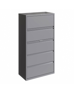 Hirsh HL10000 Series 5-Drawer 36" Wide Full-Width Pull Lateral File Cabinet, Arctic Silver