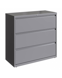 Hirsh HL10000 Series 3-Drawer 42" Wide Full-Width Pull Lateral File Cabinet, Arctic Silver