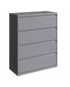 Hirsh HL10000 Series 4-Drawer 42" Wide Full-Width Pull Lateral File Cabinet, Arctic Silver