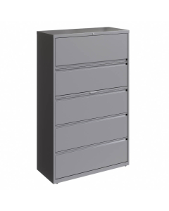Hirsh HL10000 Series 5-Drawer 42" Wide Full-Width Pull Lateral File Cabinet, Arctic Siver