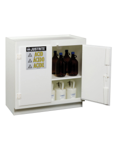 Just-Rite 24015 Freestanding Two Door Corrosives Acids Poly Safety Cabinet, Thiry-Six 2-1/2 Liter Bottles, White