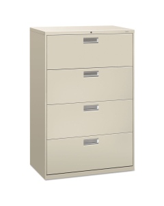 HON Brigade 4-Drawer 36" Wide Lateral File Cabinet, Letter & Legal Size (Shown in Light Grey)