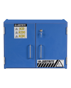 Just-Rite 24120 Wood Laminate Countertop Two Door Corrosives Acids Safety Cabinet, six 2-1/2 Liter Bottles, Blue
