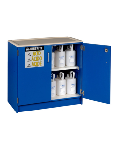 Just-Rite 24140 Wood Laminate Undercounter Two Door Corrosives Acids Safety Cabinet, Thirty-Six 2-1/2 Liter Bottles, Blue