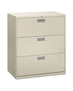 HON Brigade 3-Drawer 36" Wide Lateral File Cabinet, Letter & Legal Size (Shown in Light Grey)